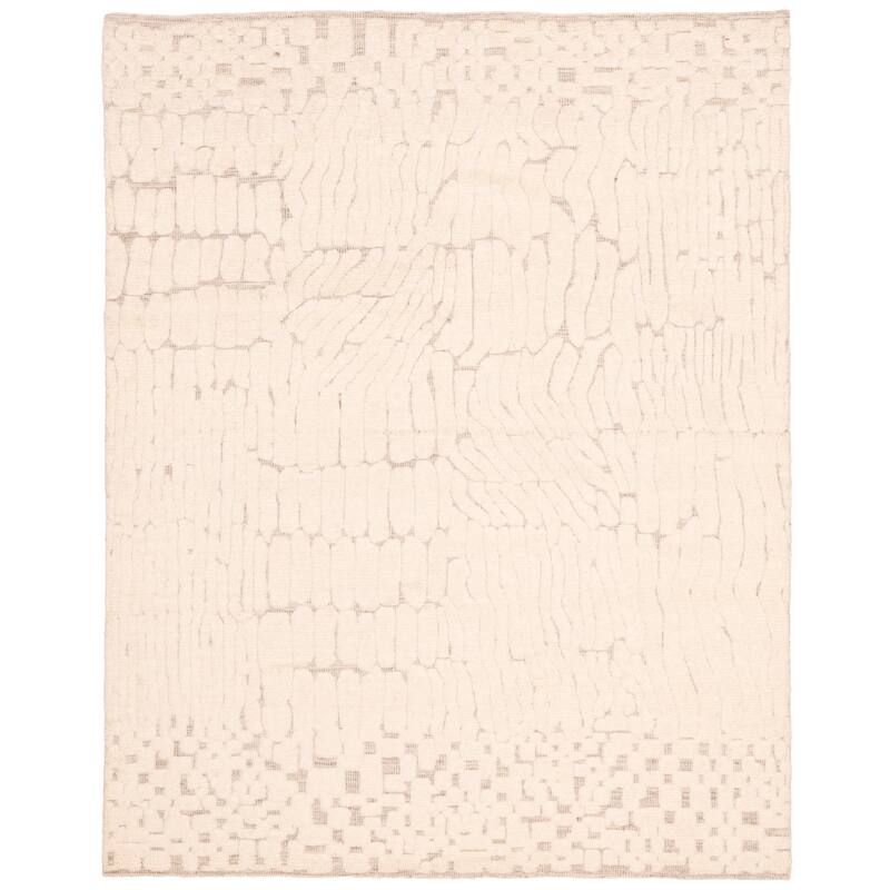 ECARPETGALLERY Hand-knotted Looma Cream Wool Rug - 8'0 x 10'1