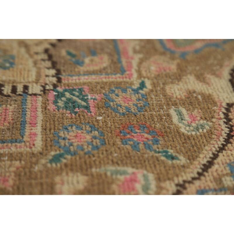 Mashad Persian Vintage Rug Hand-Knotted Traditional Wool Carpet - 9'7" x 12'10"