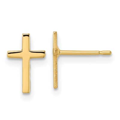 Curata 14k Yellow Gold 10x7mm Polished Cross Post Earrings