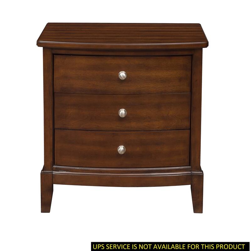 Nightstand Birch Veneer Nickel Hardware Bed Side Table