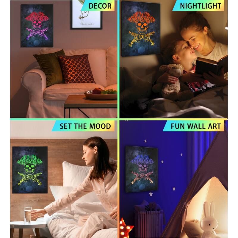 CoTa Global Pirate Light Up LED Wall Art - Changing Color LED Light - 15.75Lx11.9Wx1H inches