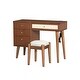 preview thumbnail 11 of 15, 39" Wood Bohemian Vanity Set with USB Ports, 4 Drawers and Rattan Accents and Cushioned Stool