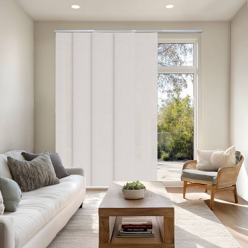 CHICOLOGY Adjustable Sliding Panels, 4-Rail Track, Vertical Blinds, Pation Door Curtain, Room Divider - Up to 86"W X 96"H - Slate (Light Filtering)
