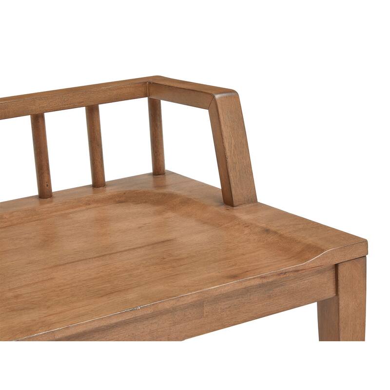 Magnussen Home Lindon Belgian Wheat Low Back Arm Bench - 52.13''W x 19.13''D x 24''H