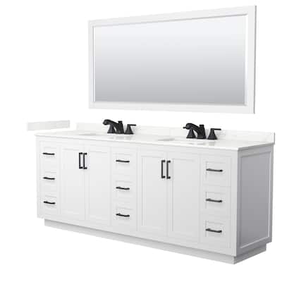 Miranda 84-inch Double Vanity, Quartz Top, 70-inch Mirror