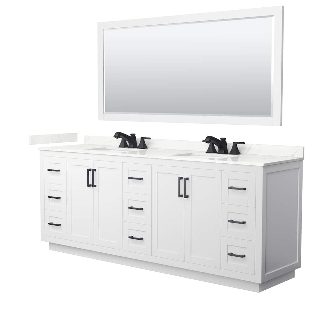 Miranda 84-inch Double Vanity, Quartz Top, 70-inch Mirror
