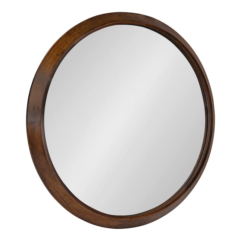 Kate and Laurel Uldrich Wood Framed Mirror - 24" Diameter - Walnut Brown