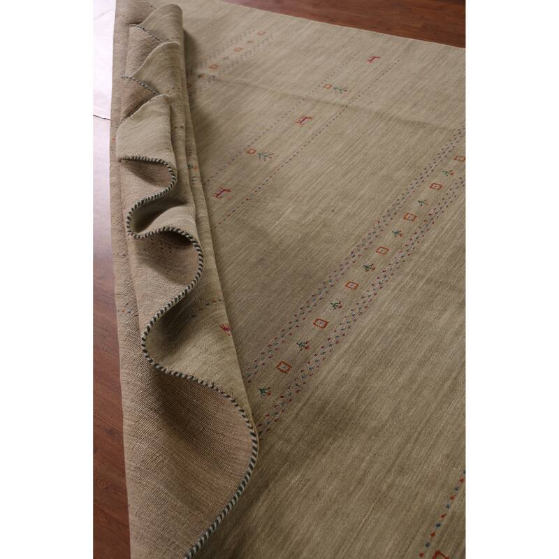 Hand Knotted Oriental 100% Wool Carpet Tribal Tribal Beige & Ivories Gabbeh Area Rug - 9' 8'' X 8' 1''