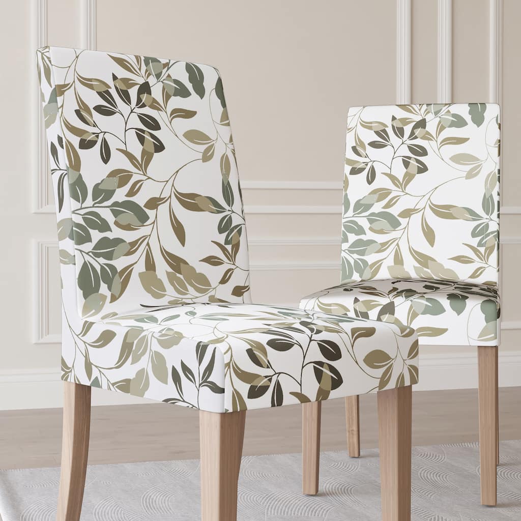 No. 918 Hillsboro 2-pack Botanical Print Stretch Fit Elastic Dining Chair Cover Pair - 28" x 39"