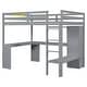 preview thumbnail 7 of 20, Full Size Loft Bed with L-Shaped Desk, Wardrobe, and Storage Shelves, Includes Integrated Ladder and Length Guardrails, Grey