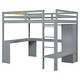 preview thumbnail 18 of 20, Full Size Solid Wood Loft Bed with L-shaped Desk & Storage