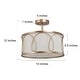 preview thumbnail 5 of 6, Bella Modern Glam 3-light Drum Semi-Flush Mount Lights Off-white Fabric Chandelier - L13.8'' x W13.8'' x H11.8
