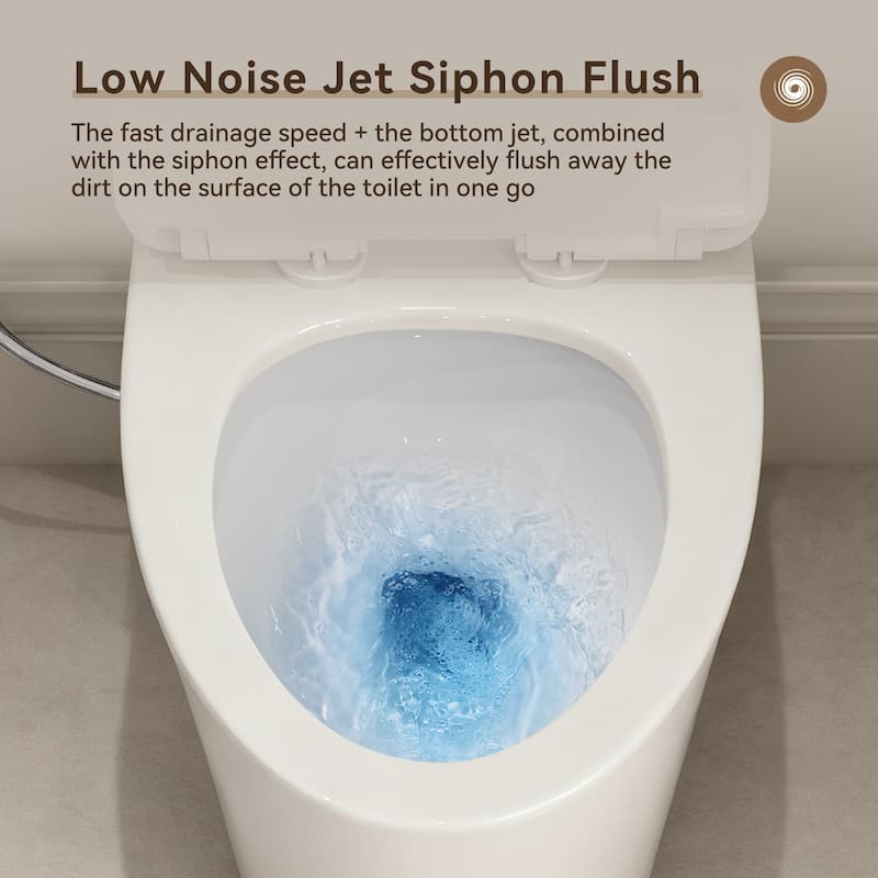 HOROW 1 Piece Dual Flush Elongated Toilet White 0.8/1.28 GPF Seat Included - N/A