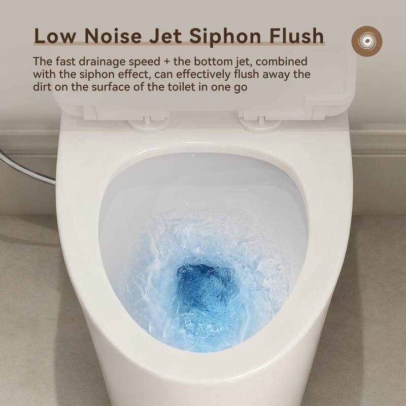 HOROW One Piece Dual Flush Elongated Toilet in White Skirted Design 12 Inch Rough In with Seat Included - N/A