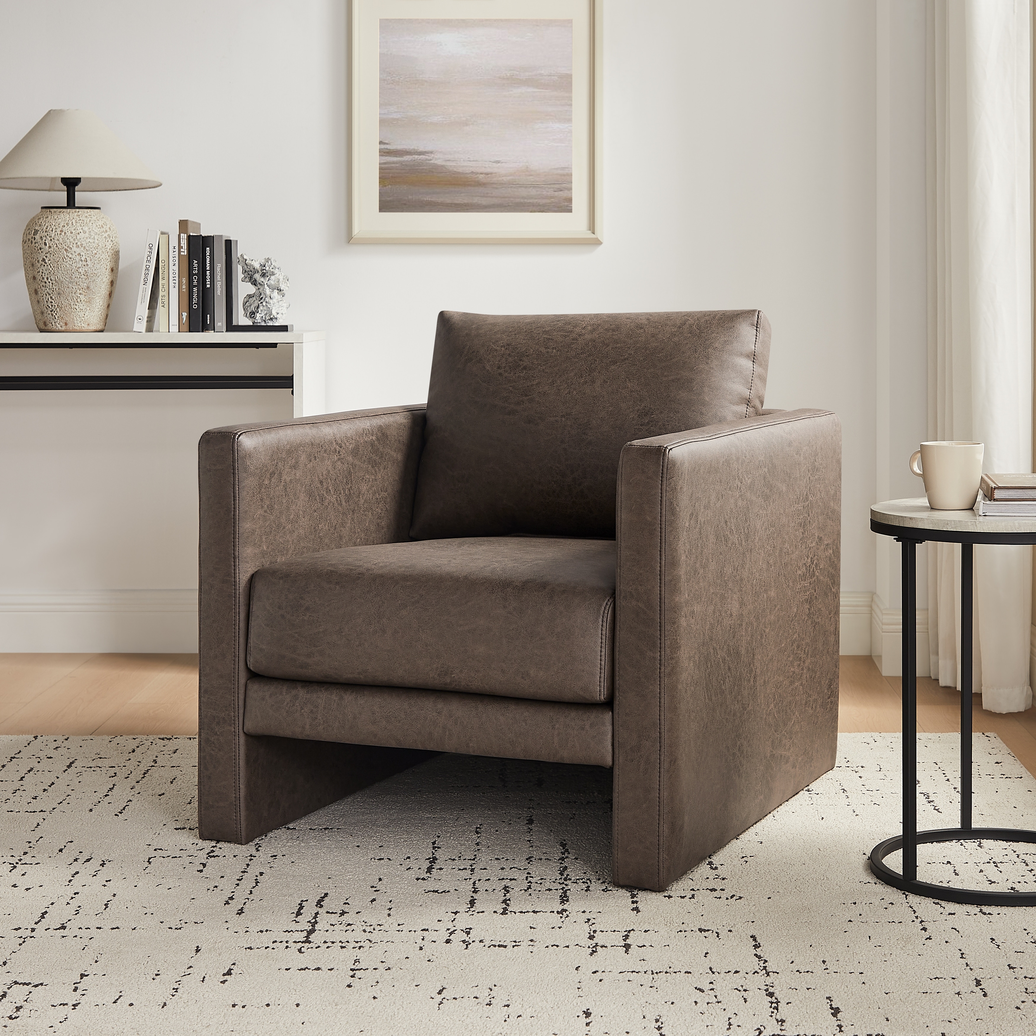 Tovara Vegan Leather Modern Arm Chair