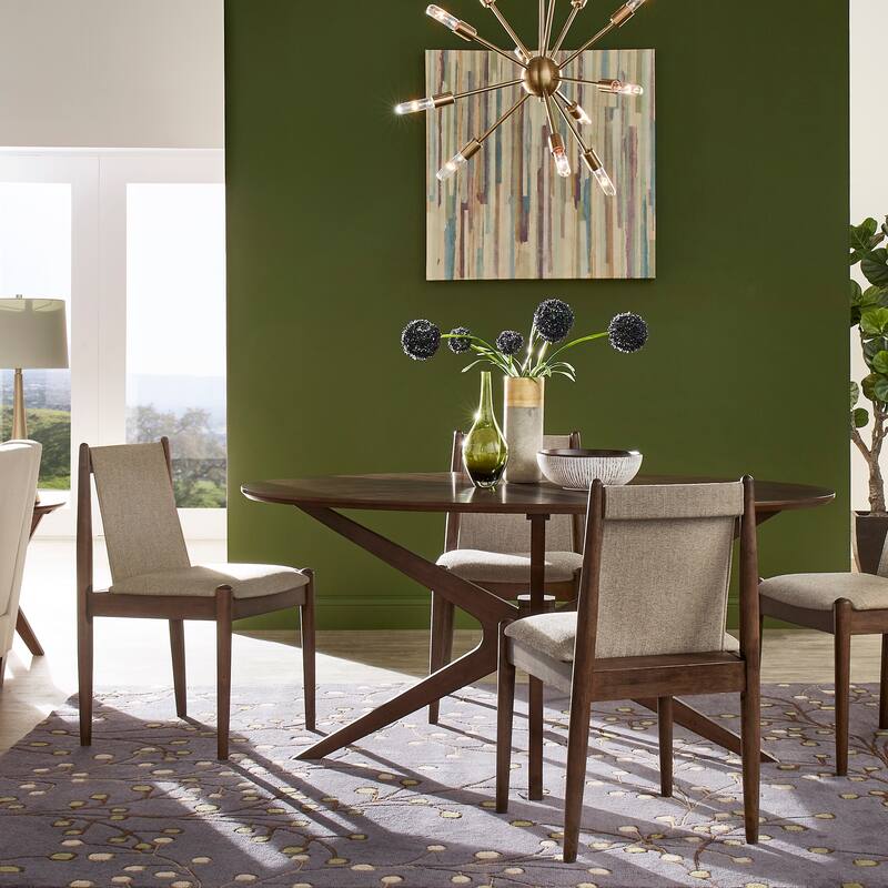 Rondo Walnut Finish Oval Dining Set (5PC) by iNSPIRE Q Modern