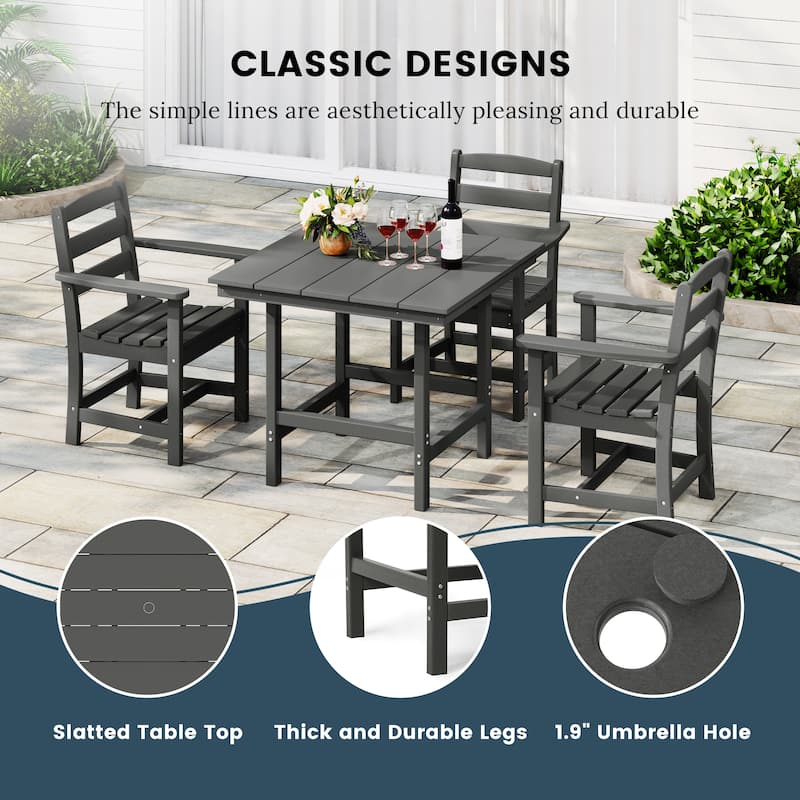 Polytrends Shoreside 36 Inch Square Patio Dining Table