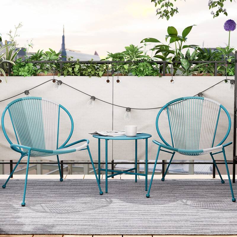 Patio Furniture Set 3 Pieces, Shell Shape Garden Bistro Set
