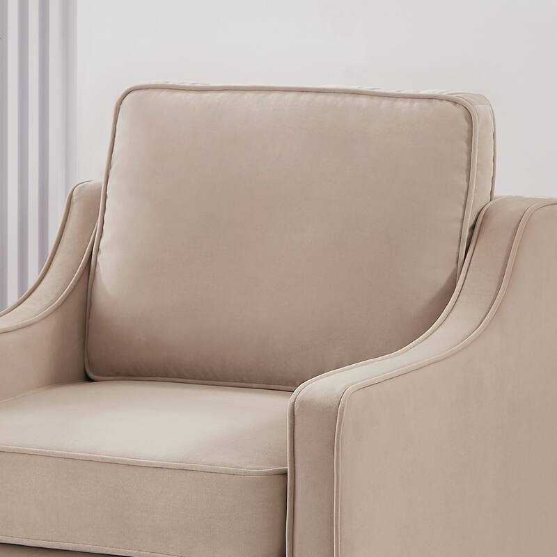Armchair, Single Seat Sofa Chair with Wooden Legs, Velvet Accent Chair