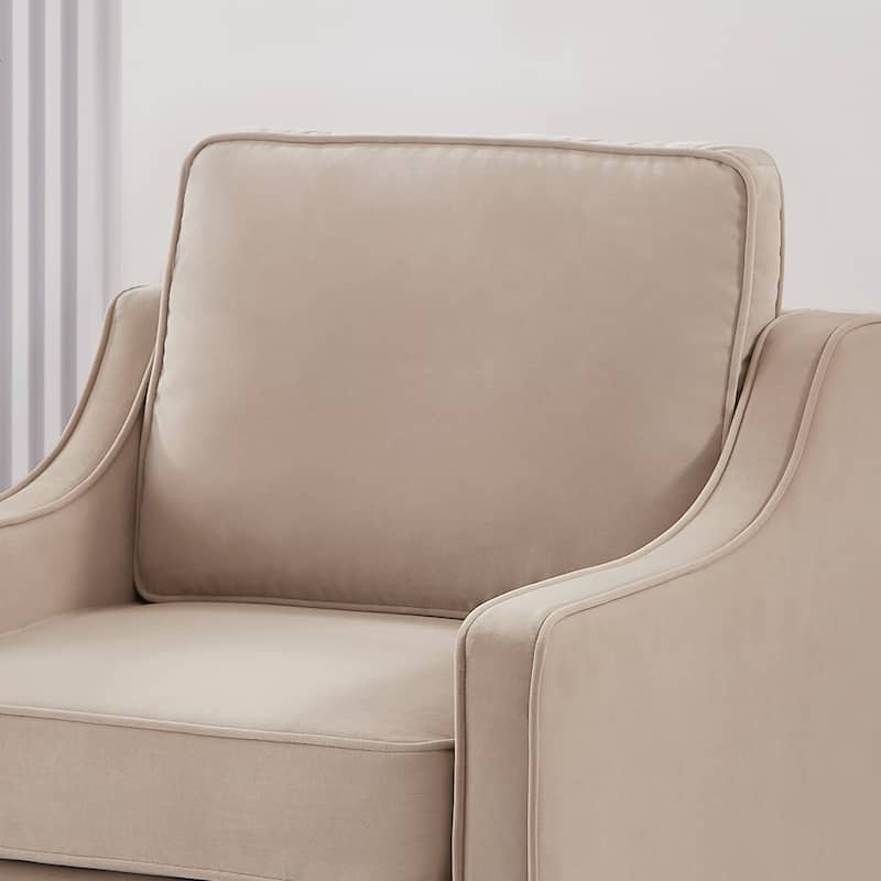 Armchair,Living Room Single Seat Sofa Chair with Wooden Legs,Upholstered Velvet Accent Chair
