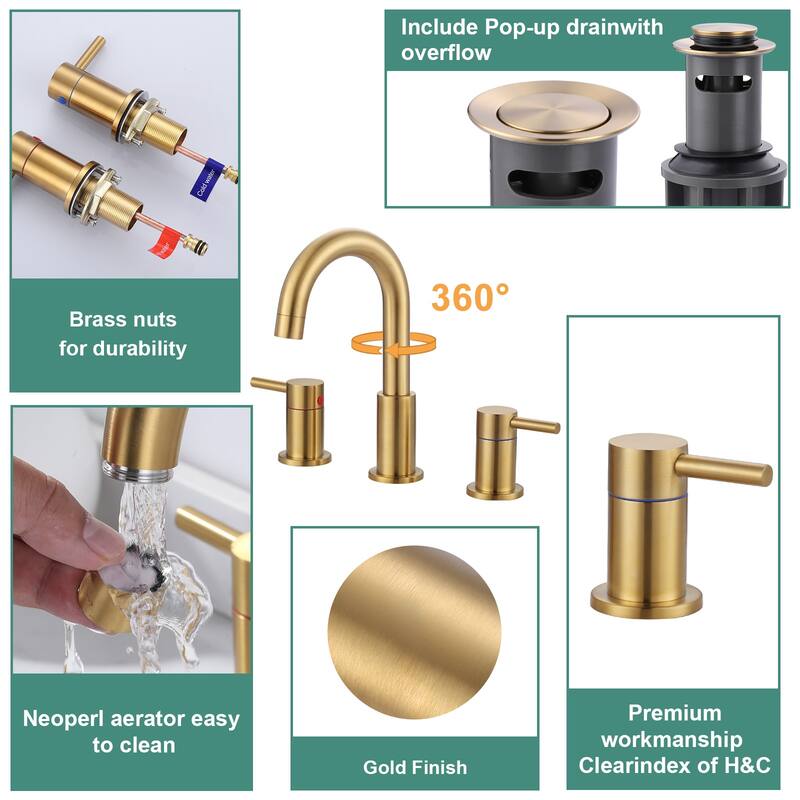 WOWOW 8 in. Widespread Double Handle Bathroom Faucet