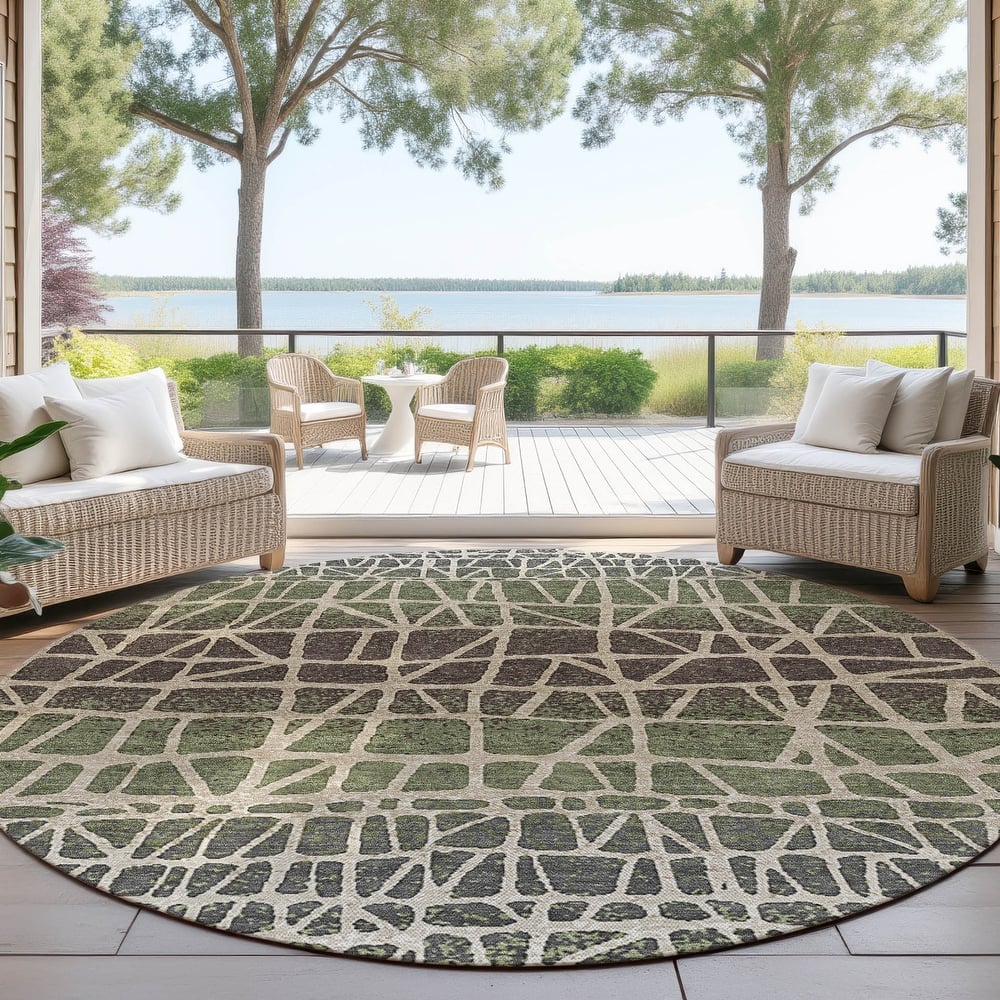Machine Washable Indoor/ Outdoor Boho Global Chantille Rug