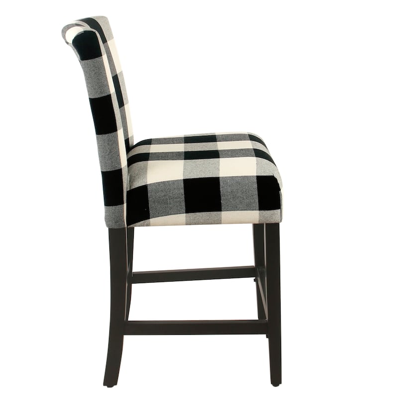 Porch & Den Minna Black/ Cream Plaid-upholstered Parsons Counter Chair - 24 inches