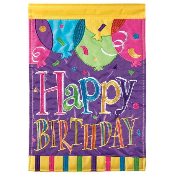 Shop Purple And Pink Happy Birthday Printed Large Garden Flag 42