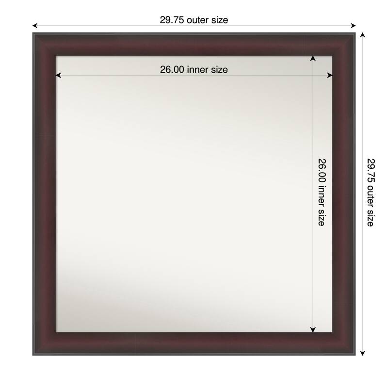 Grand Narrow Non-Beveled Framed Bathroom Vanity Wall Mirror - 30 x 30 in - Grand Cherry Narrow