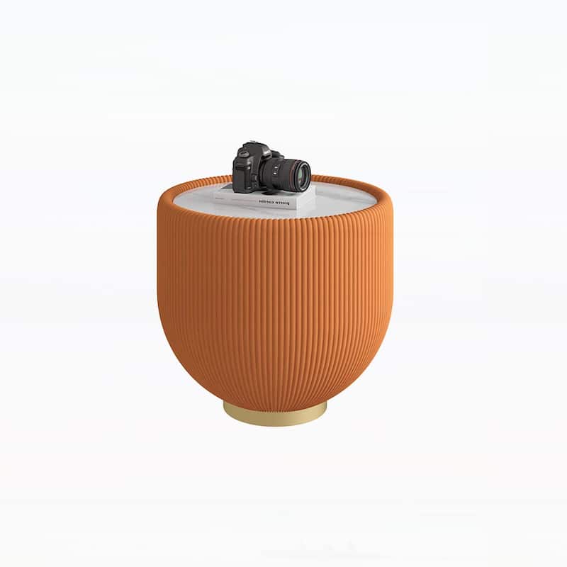 Coffee and Sofa Side Table for Modern Living Room Furniture - Gold+Marble+Orange-19.69''Lx19.69''Wx16.93''H