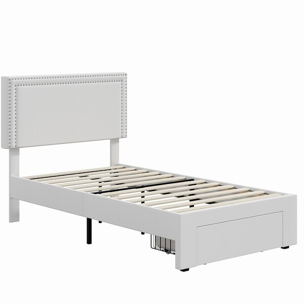 VECELO Upholstered Storage Bed Frames with 4 Storage Drawers