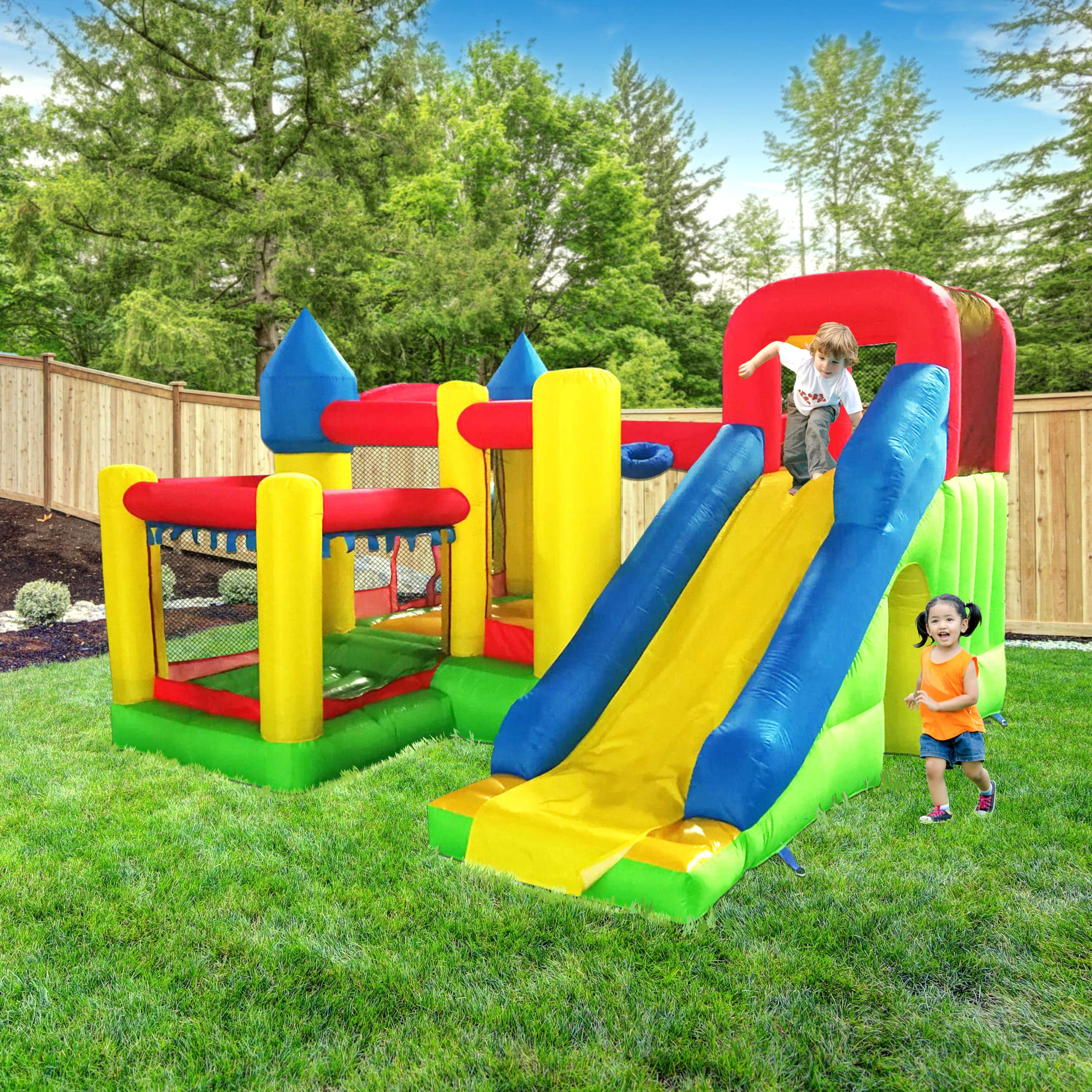Aleko commercial grade outdoor inflatable bounce house water slide with store pool and blower