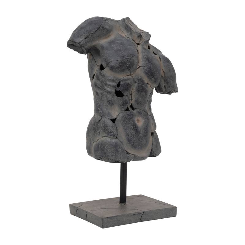 Sagebrook Home Modern Neutral Unique Cracked Man Torso Decorative Sculpture - 15" x 9" x 25"