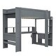 preview thumbnail 32 of 30, Full Size Loft Bed with Built-in Desk, LED Shelf Lighting, Charging Ports, and Storage Cabinet, Dark Gray Wood Frame