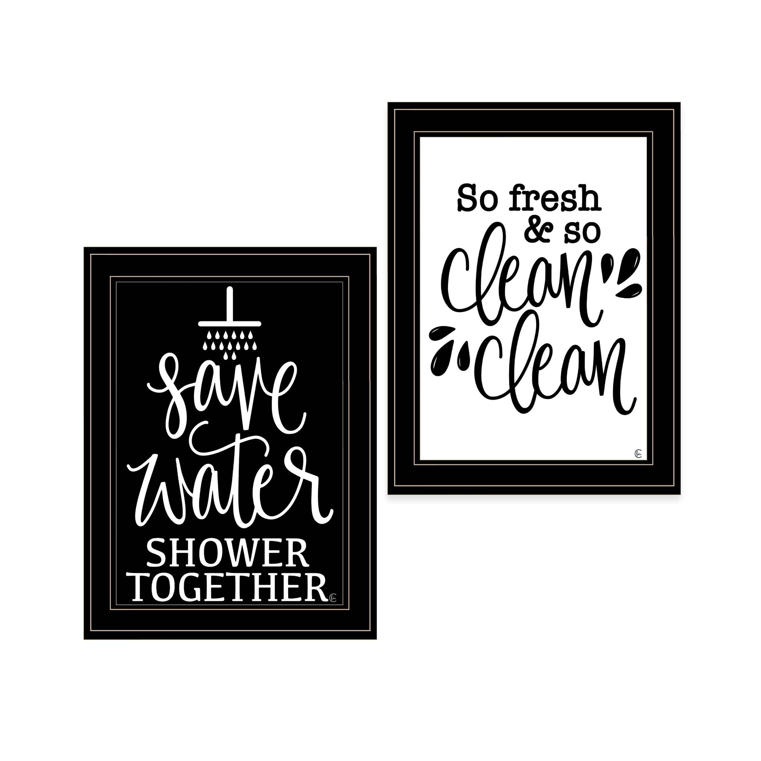2-Piece Framed Wall Art Set - Bathroom Humor 