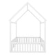 preview thumbnail 13 of 12, Full Size Kids House Bed Frame with Roof, Openable Door & Guardrail, Distressed White Wooden Playhouse Style Platform Bed
