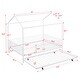 preview thumbnail 4 of 12, Full Size House-shaped Platform Bed with Full-length Fence, Metal Bed with With Trundle for Bedroom, White