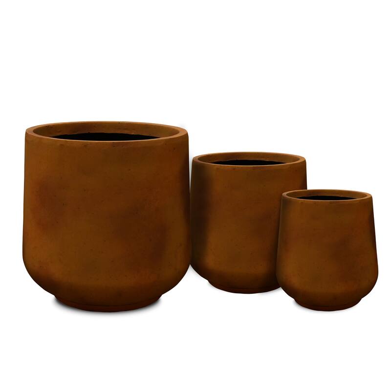 Kante Round Concrete Planter (Set of 3 Sizes), Outdoor/Indoor(Concrete Grey)