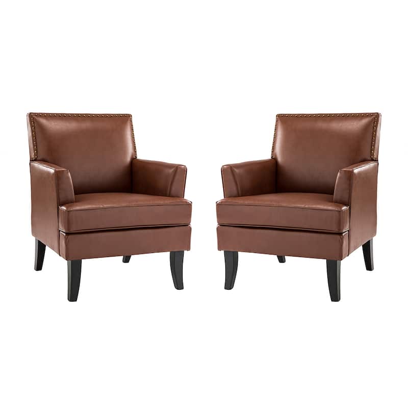 Nileus Modern Classic Polyester Accent Chair with Solid Wooden Legs Set of 2 by HULALA HOME