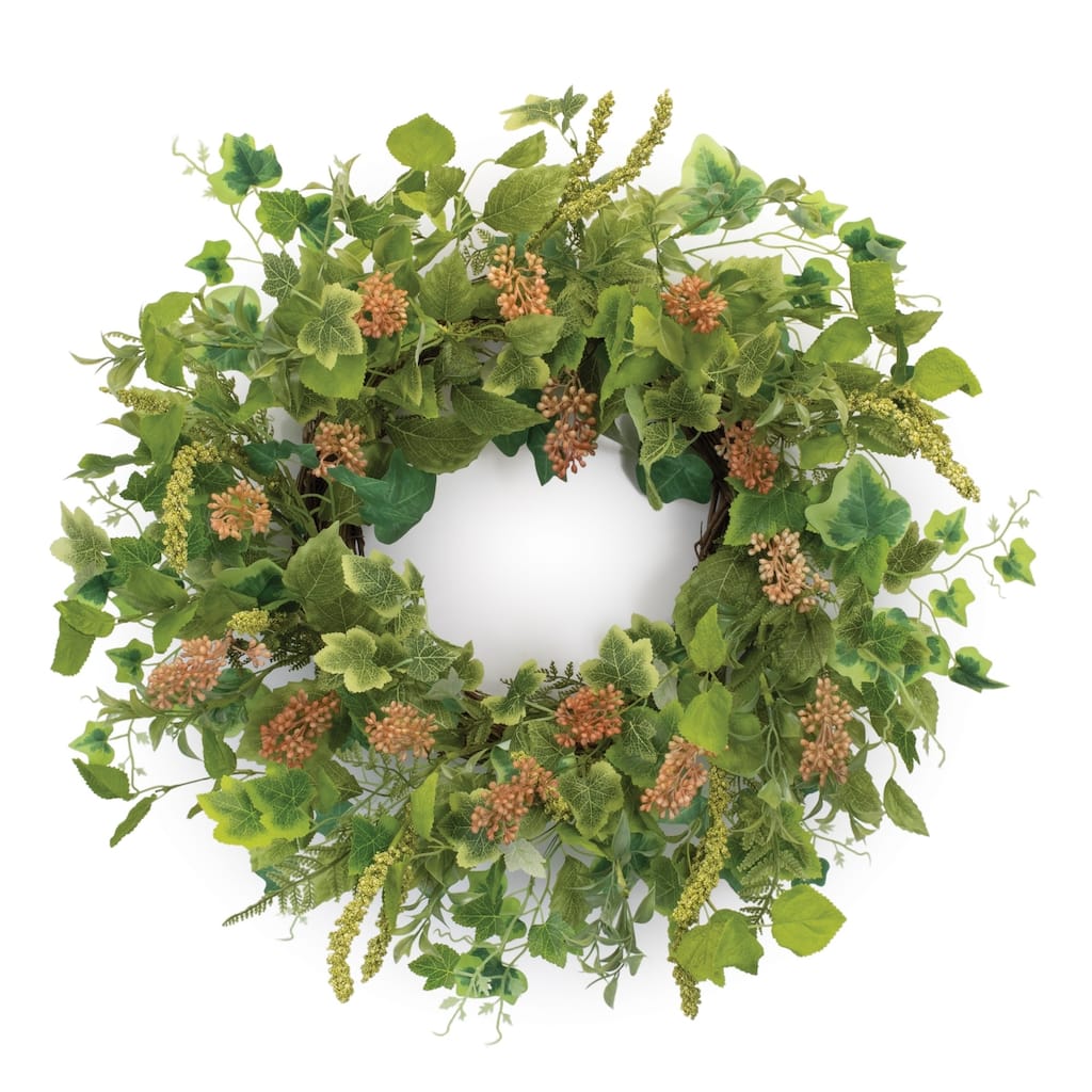 Mixed Seeded Foliage Spring Wreath - 24.5" - Green