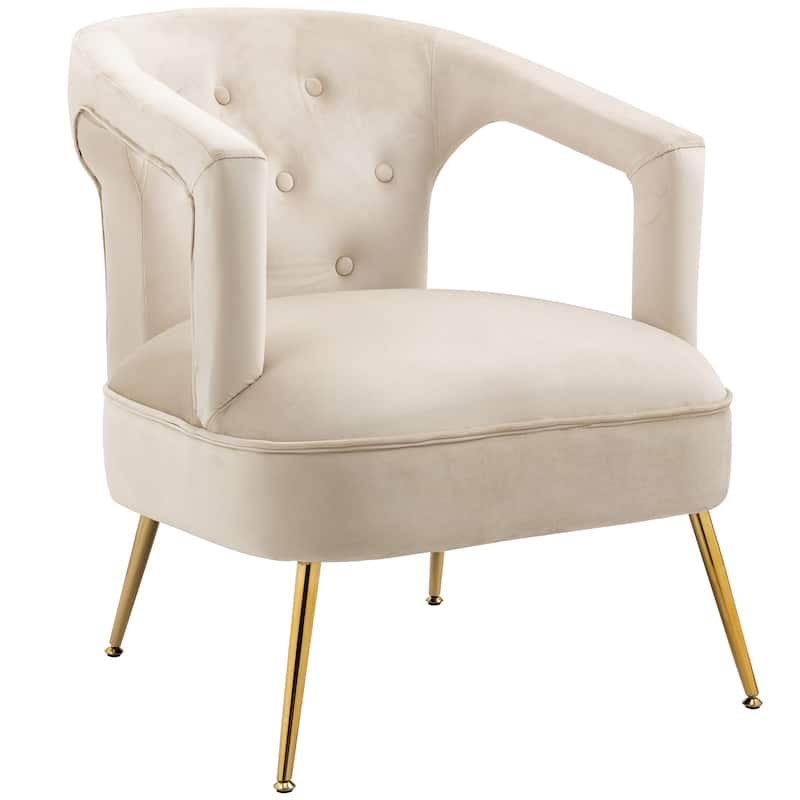 Velvet Upholstered Tufted Livng Room Leisure Chair With Golden feet