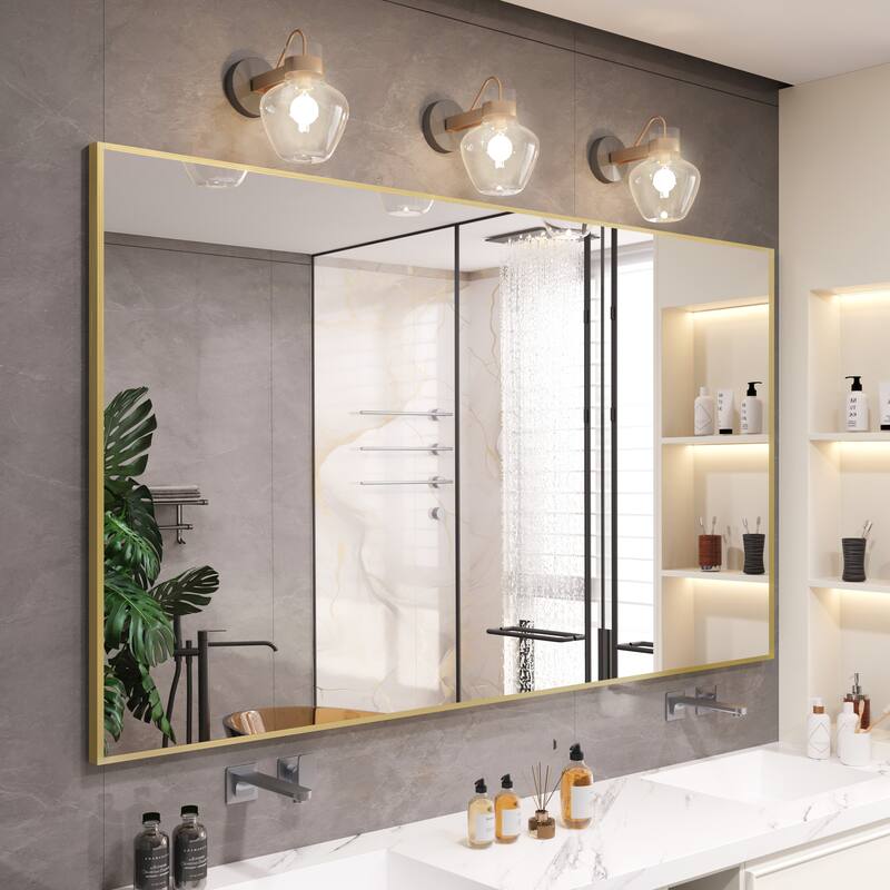 Aluminum Alloy Framed Wall Mounted Bathroom Vanity Accent Mirror in - 72" * 40" - Brushed Gold