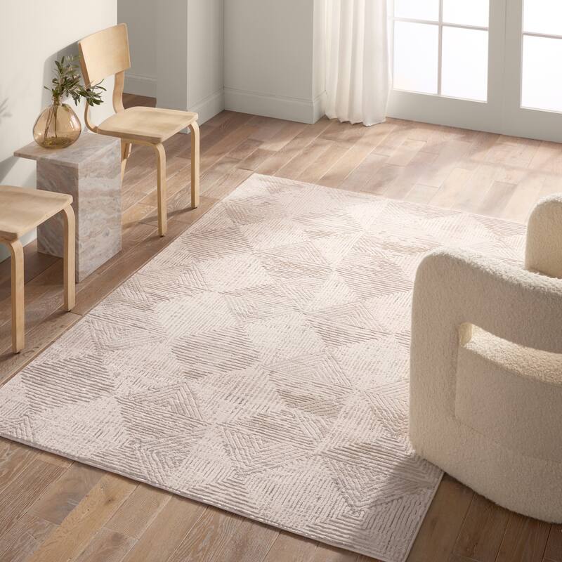 Loxen Geometric Light Gray/Silver Rug - 7' 10" x 10' 6" - Rectangle