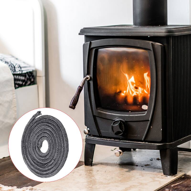 6.57ftx0.39inch Fiberglass Fiber Rope Round Braided Rope Gasket Seal Black