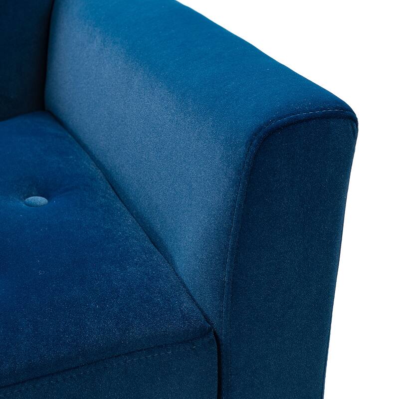 Lilia Contemporary Velvet Upholstered Tufted Back Armchair with Metal Golden legs by HULALA HOME