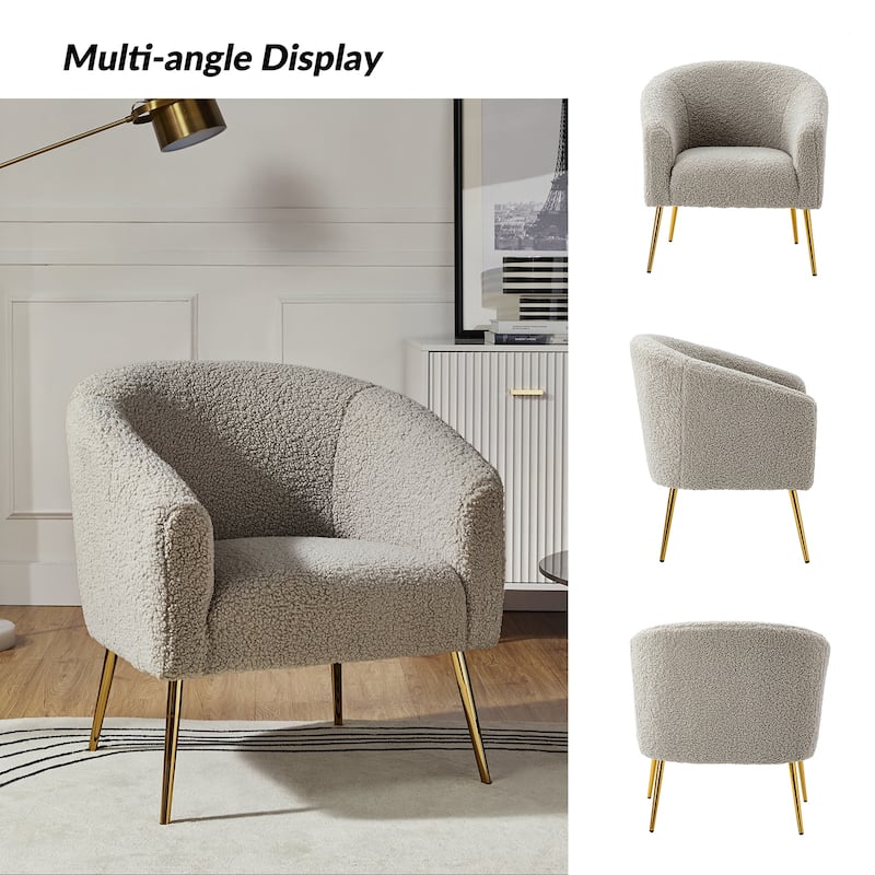 Rovigo Modern Upholstered Living Room Accent Barrel Chair with Metal Legs by HULALA HOME