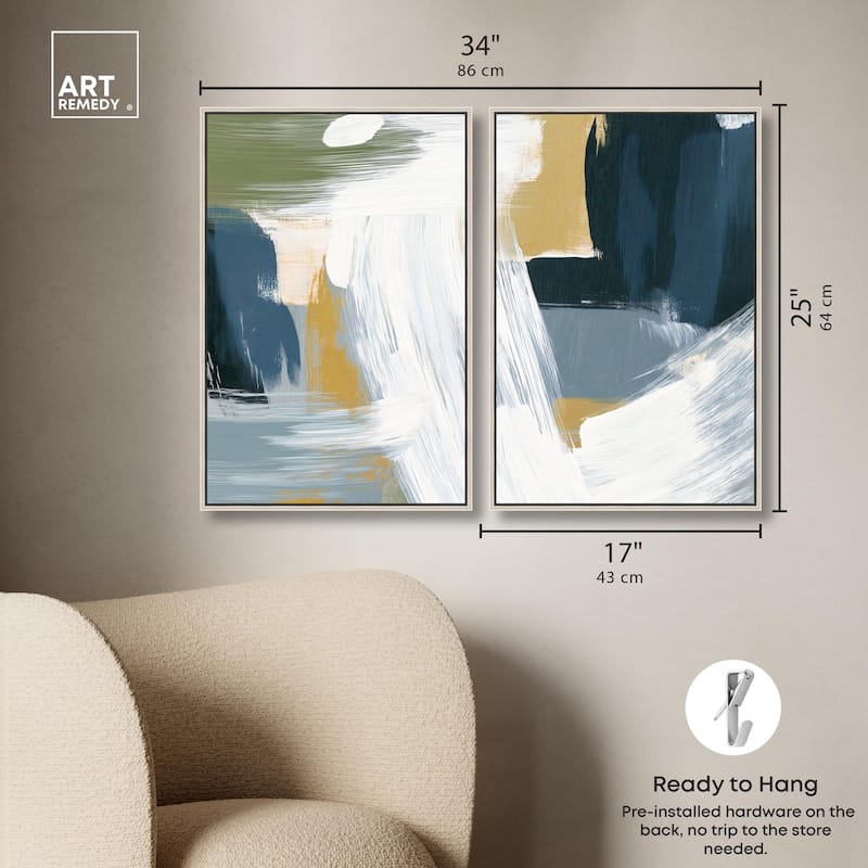 Textured Greens III Canvas Set of 2 by Art Remedy