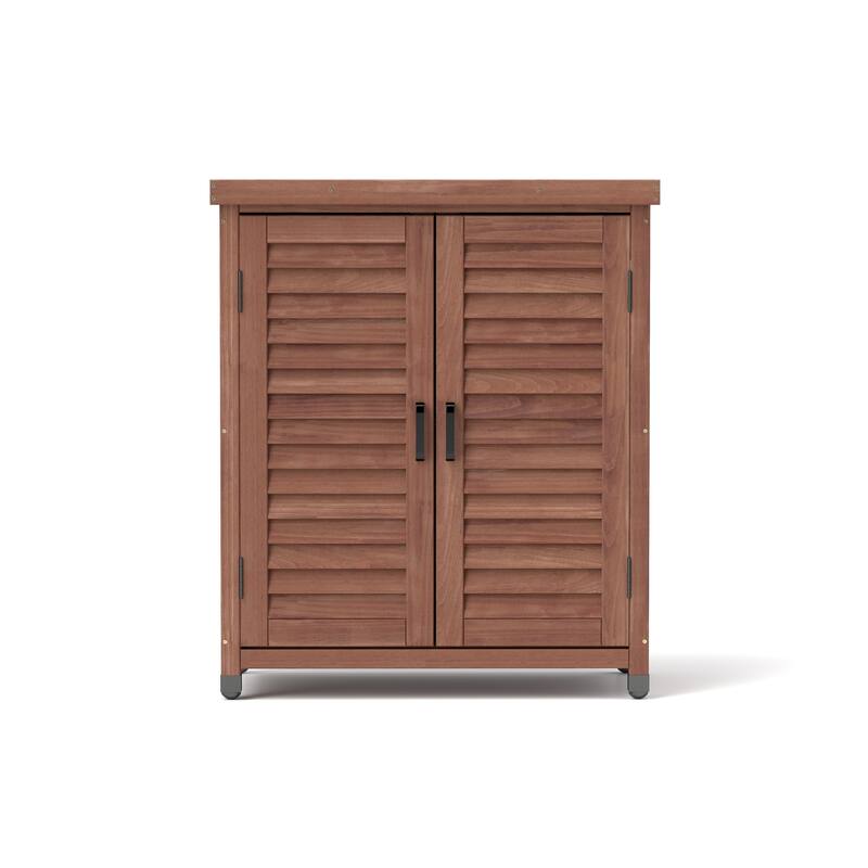 Outdoor Garden Potting Bench Table, Garden Wood Workstation with Storage Cabinet, Patio Storage Cabinet with Metal Table Top