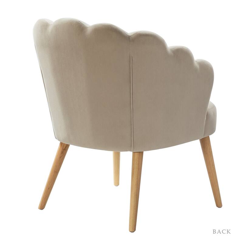 Eleanora Modern Cute Scalloped Back Tufted Velvet Armchairs Set of 2 by HULALA HOME