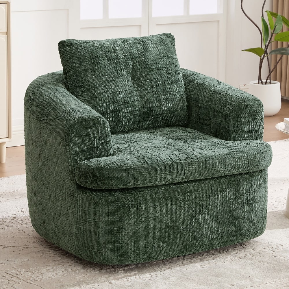 360°Swivel Sofa Chair Accent Barrel Chair 36.6" Swivel Round Chair with Dual-layer Cushion Design